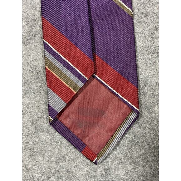 Polo Ralph Lauren Tie Mens Purple Stripe 100% Silk USA Preppy Vintage - Picture 5 of 9